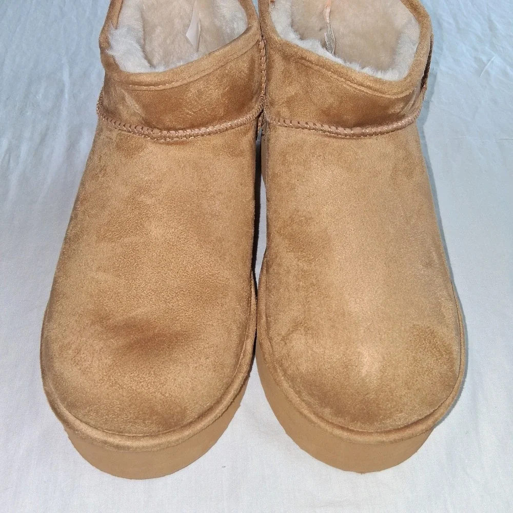 Madden Girl Womens G Bondi Tan‎ Faux Suede Shearling Lined Ankle Boots Size 11